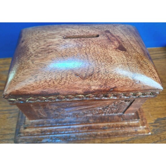 VTG SHEPHERDS WAY Hand Carved Closed Collection Bank Secrets Box Christian Theme - Picture 6 of 11